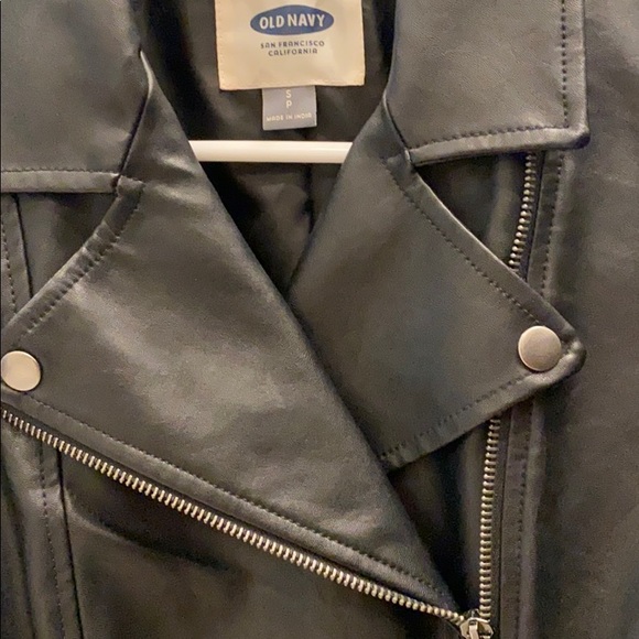 Faux Black Leather Jacket - Picture 3 of 8